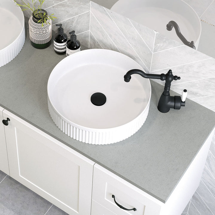 Eleanor Round Above Counter Fluted Basin - Gloss White