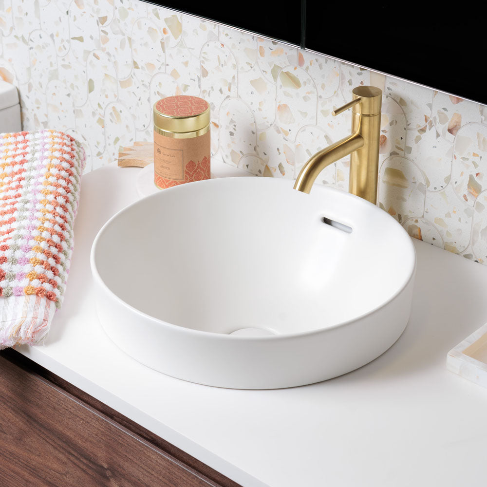 Aluca Round Semi-Inset Basin - Matte White
