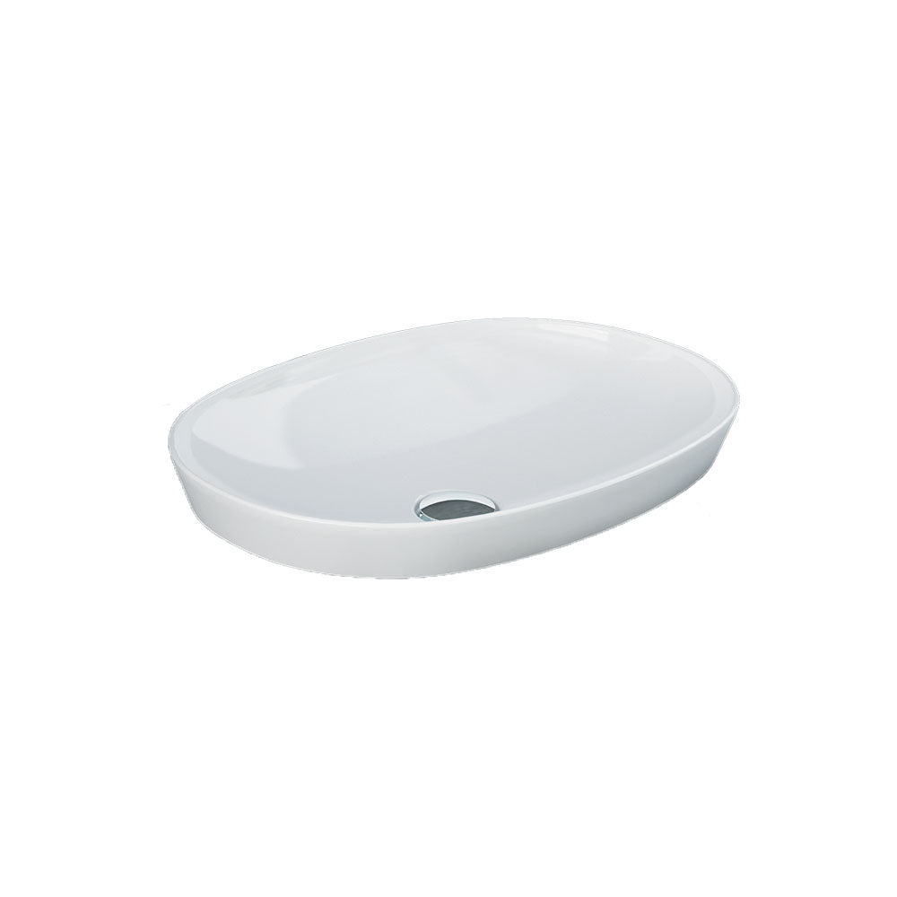 RAK Variant Round Small Oval Semi-Inset Basin - Alpine Gloss White