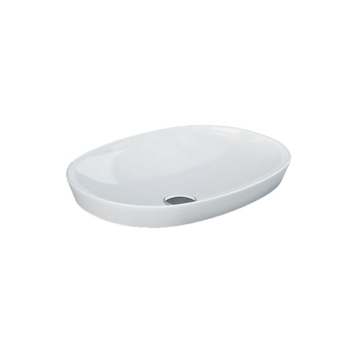 RAK Variant Round Small Oval Semi-Inset Basin - Alpine Gloss White