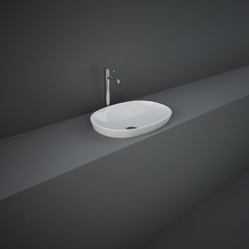 RAK Variant Round Small Oval Semi-Inset Basin - Alpine Gloss White