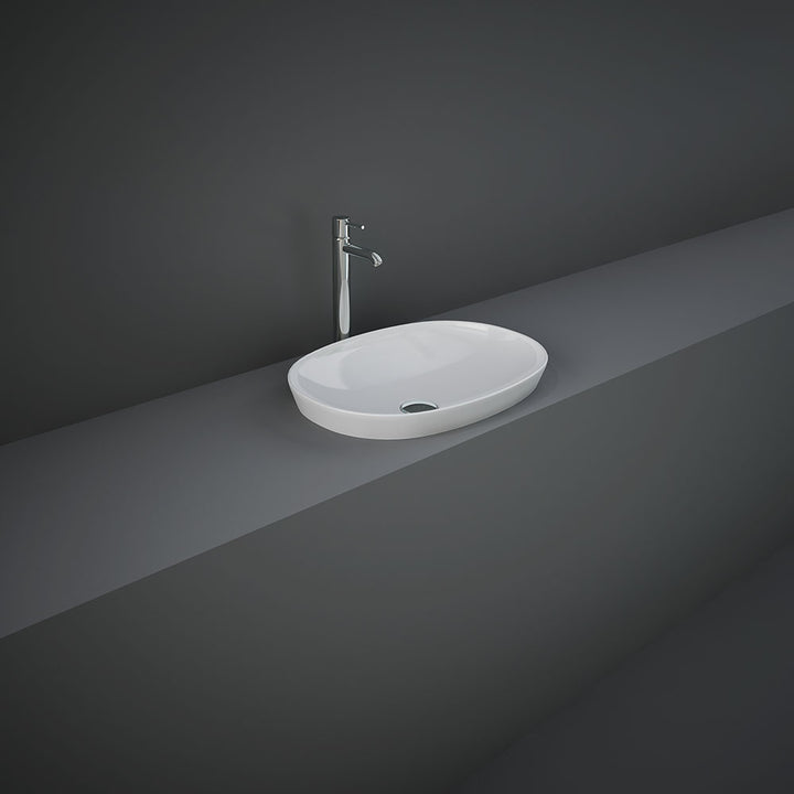 RAK Variant Round Small Oval Semi-Inset Basin - Alpine Gloss White