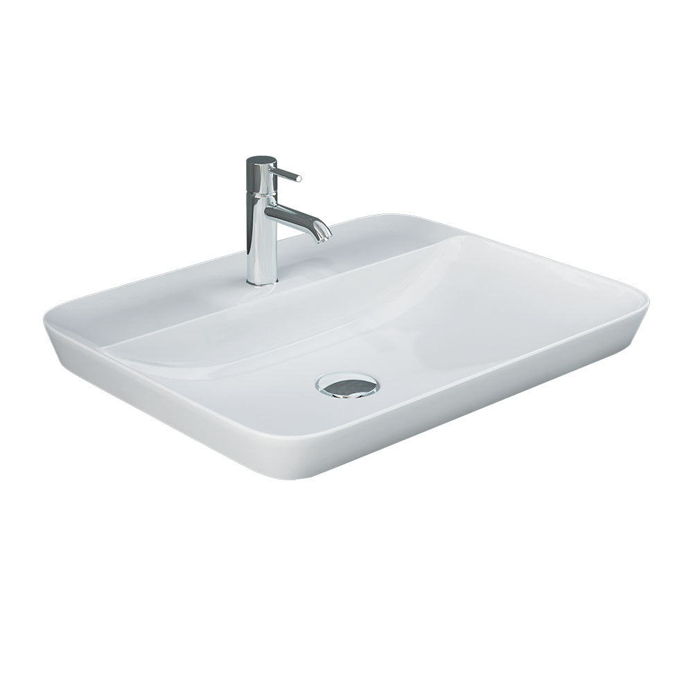 RAK Variant Rectangular Semi-Inset Basin with Tap Hole - Alpine Gloss White
