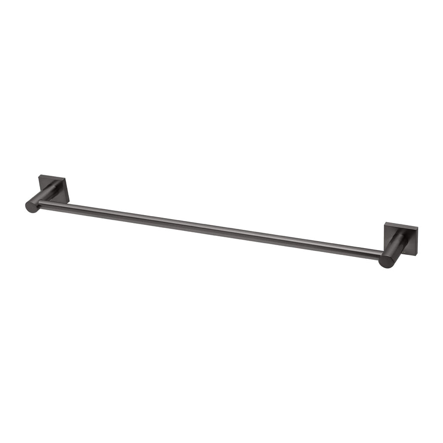 Radii Single Towel Rail 600mm Square Plate - Brushed Carbon