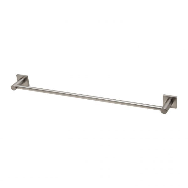 Radii Single Towel Rail 600mm Square Plate - Brushed Nickel