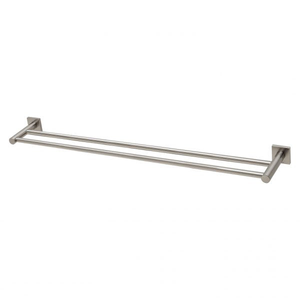 Radii Double Towel Rail 800mm Square Plate - Brushed Nickel