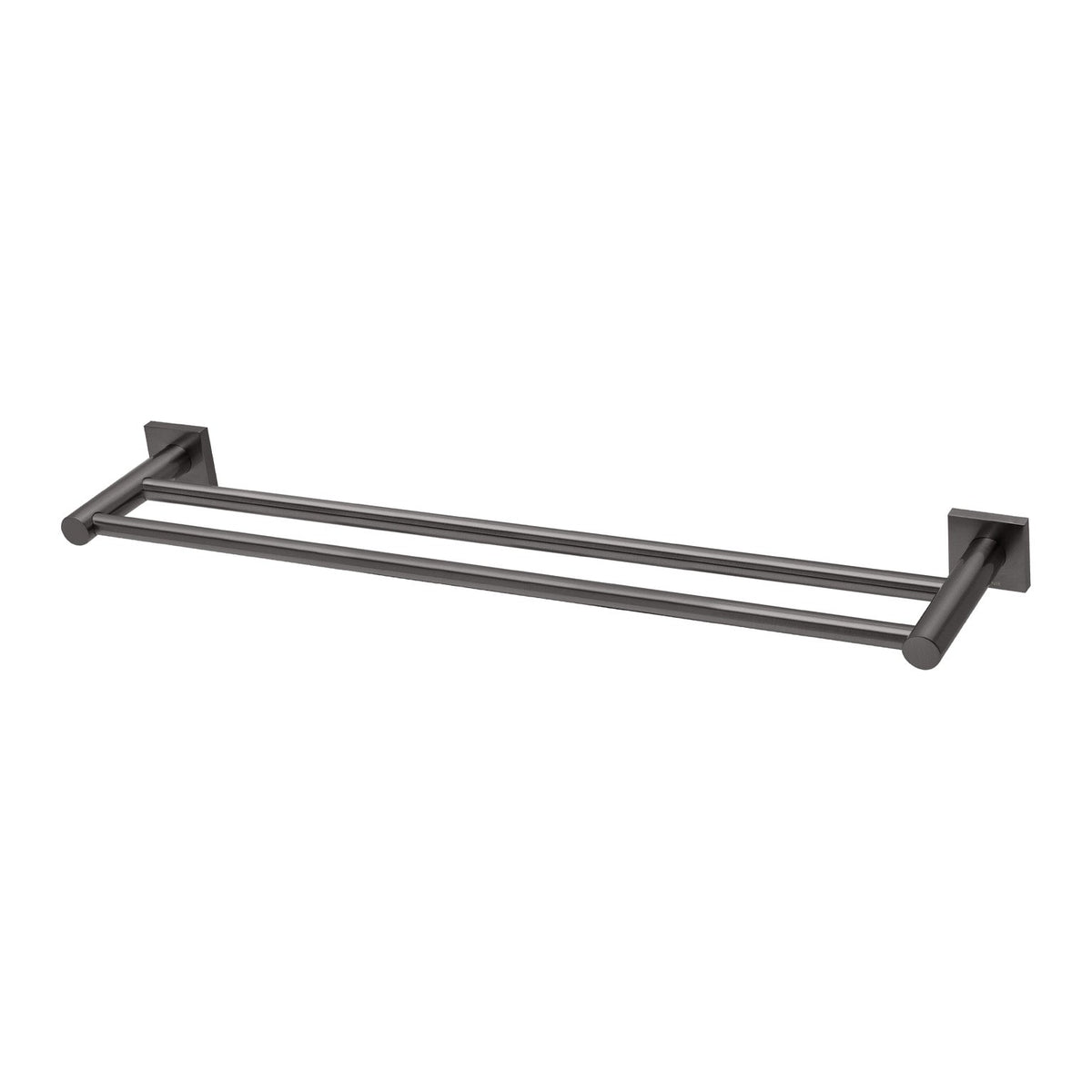 Radii Double Towel Rail 600mm Square Plate - Brushed Carbon