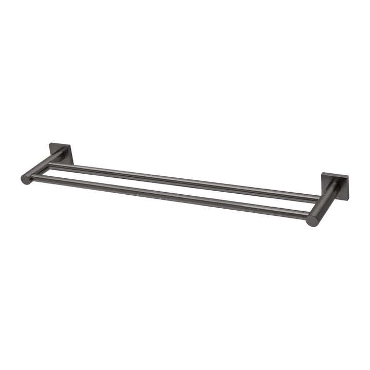 Radii Double Towel Rail 600mm Square Plate - Brushed Carbon