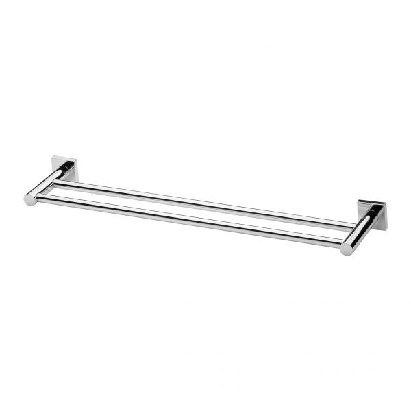 Radii Double Towel Rail 600mm Square Plate - Chrome