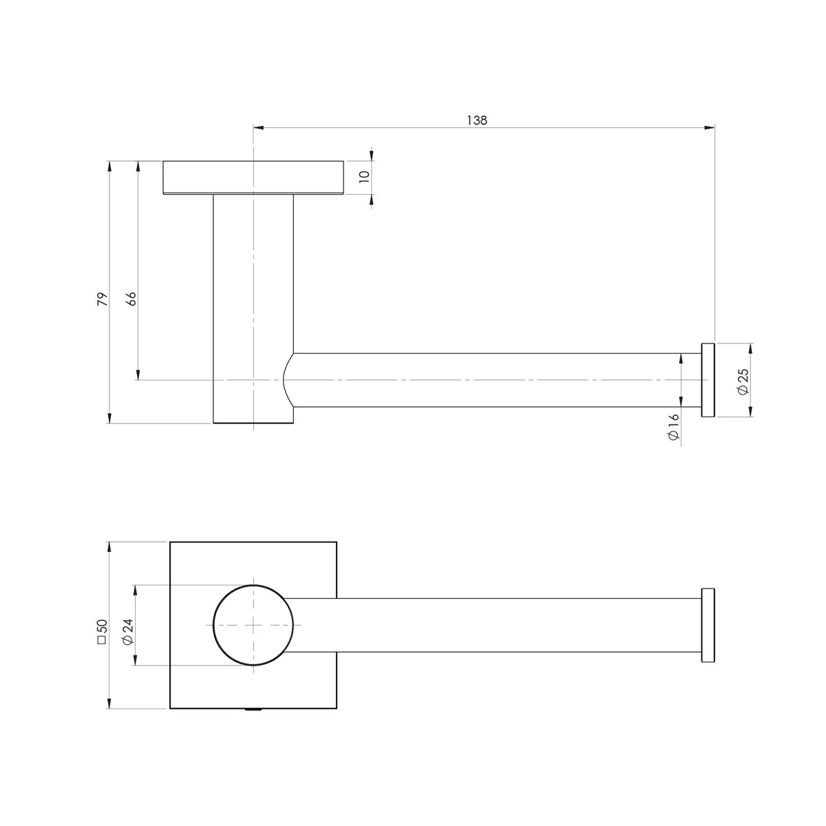 Radii Toilet Roll Holder Square - Matte Black