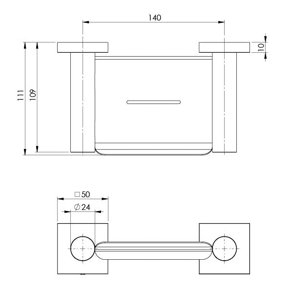 Radii Soap Dish Holder Square Plate - Brushed Carbon