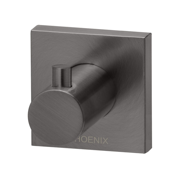 Radii Robe Hook Square Plate - Brushed Carbon