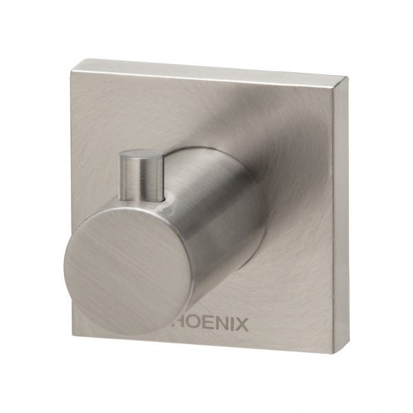 Radii Robe Hook Square Plate - Brushed Nickel