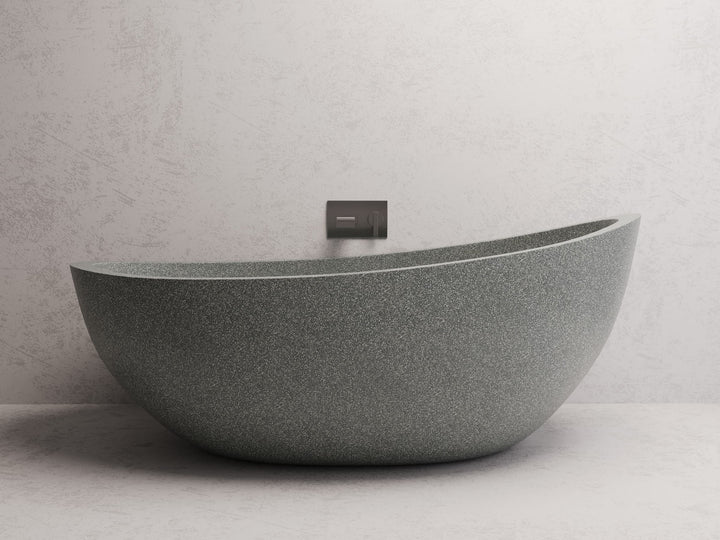 Ray freestanding bath — Grey terrazzo lifestyle