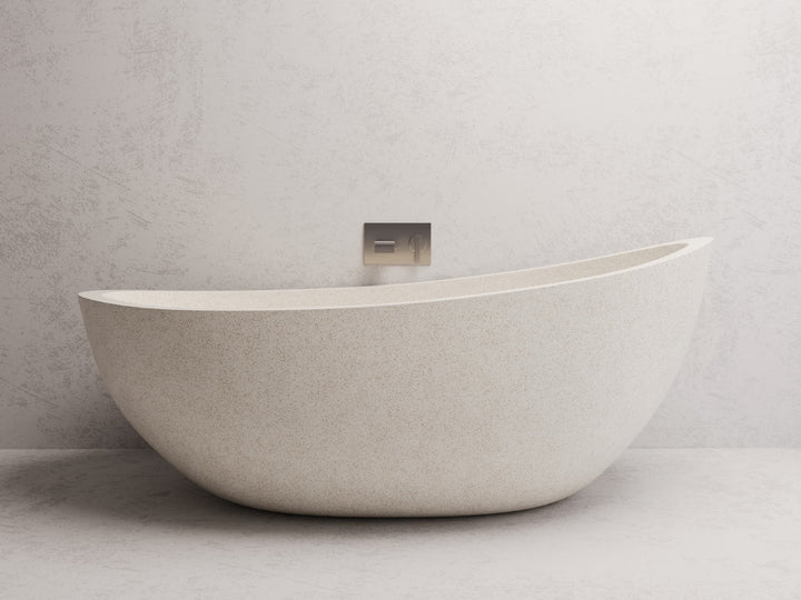 Ray freestanding bath — White terrazzo lifestyle