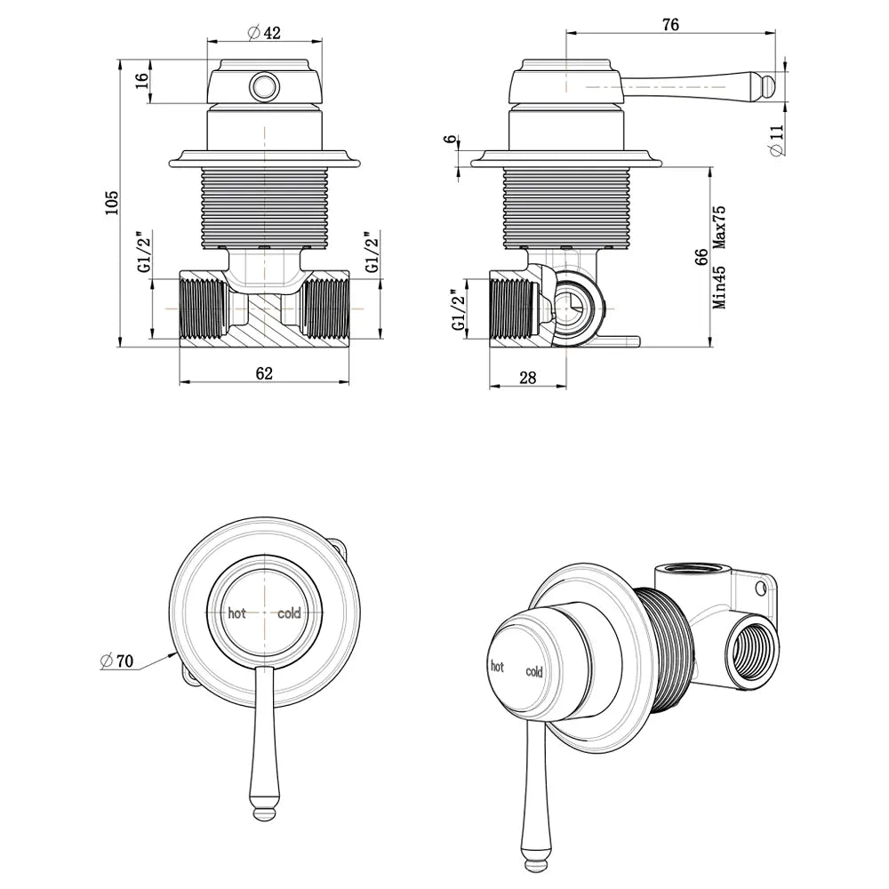 Mica Heritage Shower Mixer TRIM KIT ONLY
