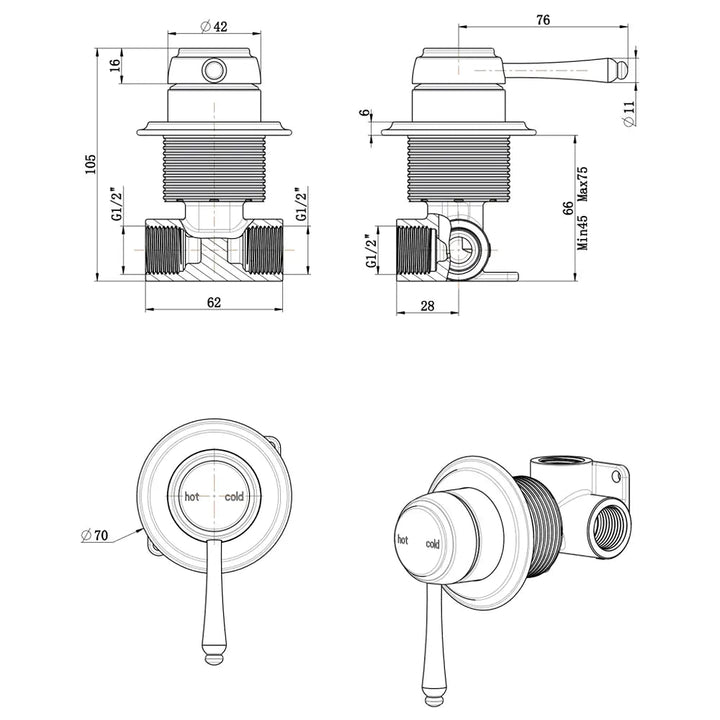 Mica Heritage Shower Mixer TRIM KIT ONLY