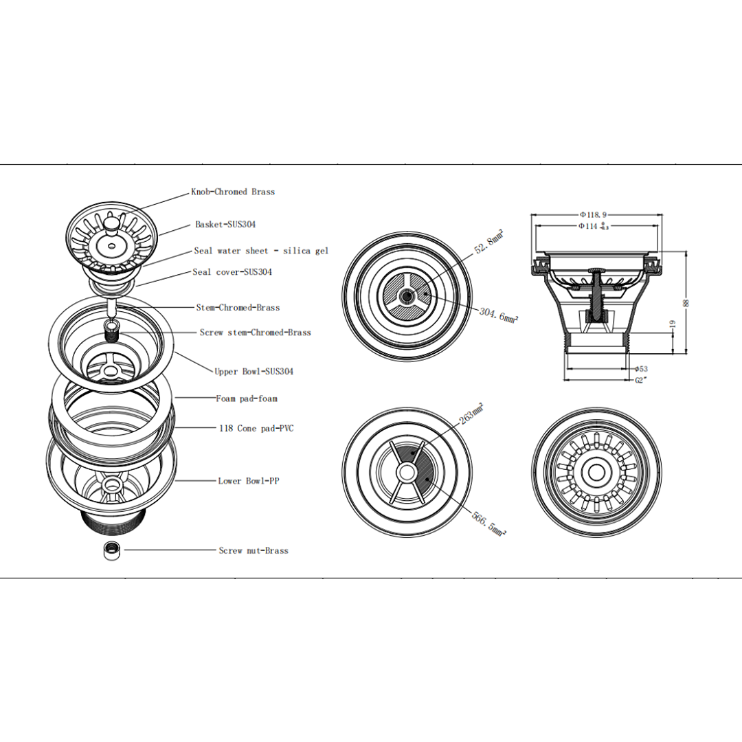 Sink Drain - Black