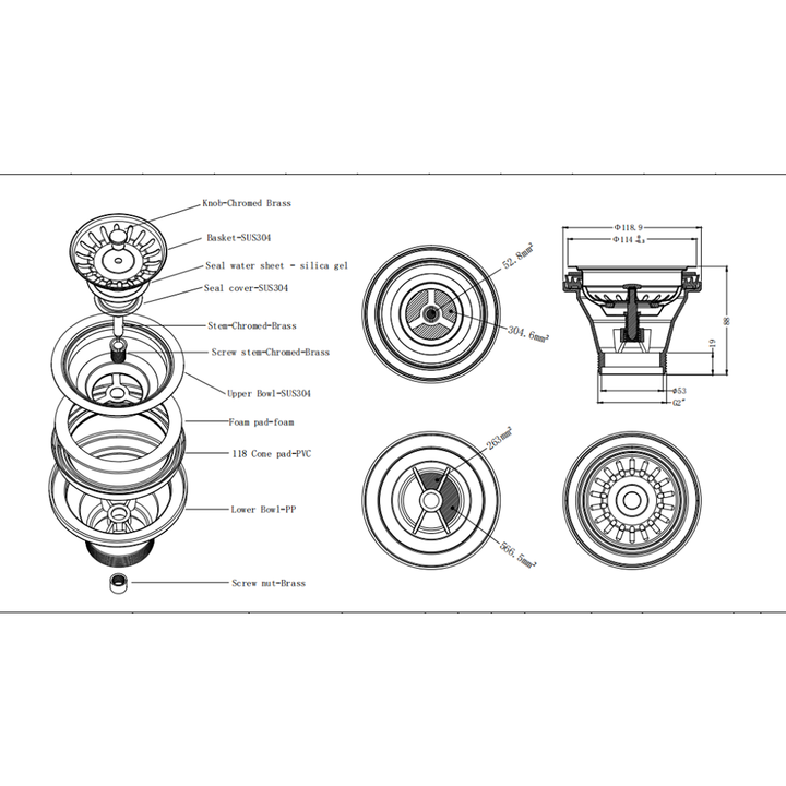 Sink Drain - French Gold