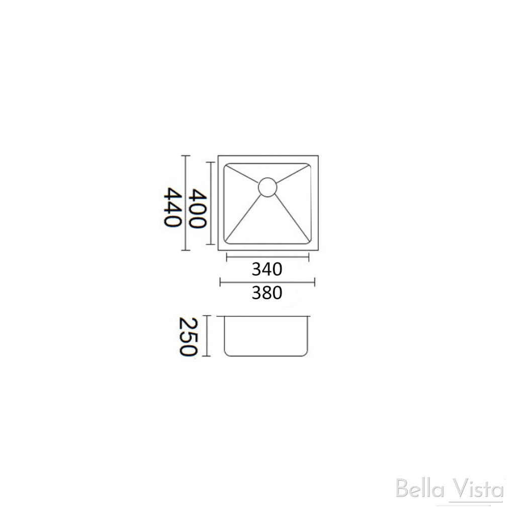 Luminare sink dimension drawing SNK-P-3844 (fits this protection grid)