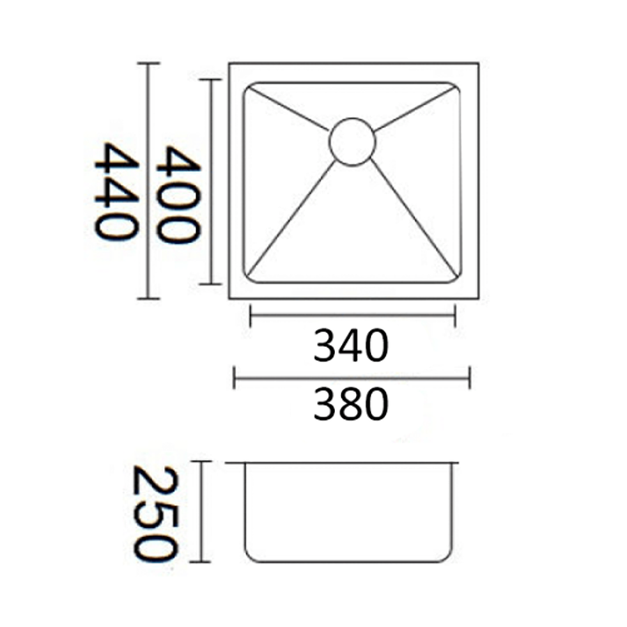 Luminare Sink 380 x 440mm - Stainless Steel