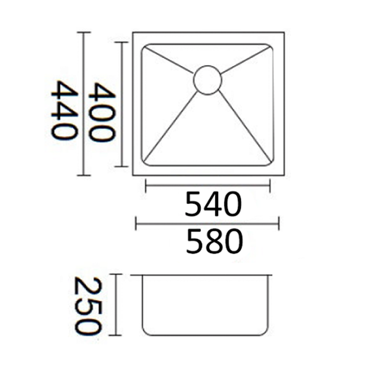 Luminare Sink 580 x 440mm - Stainless Steel