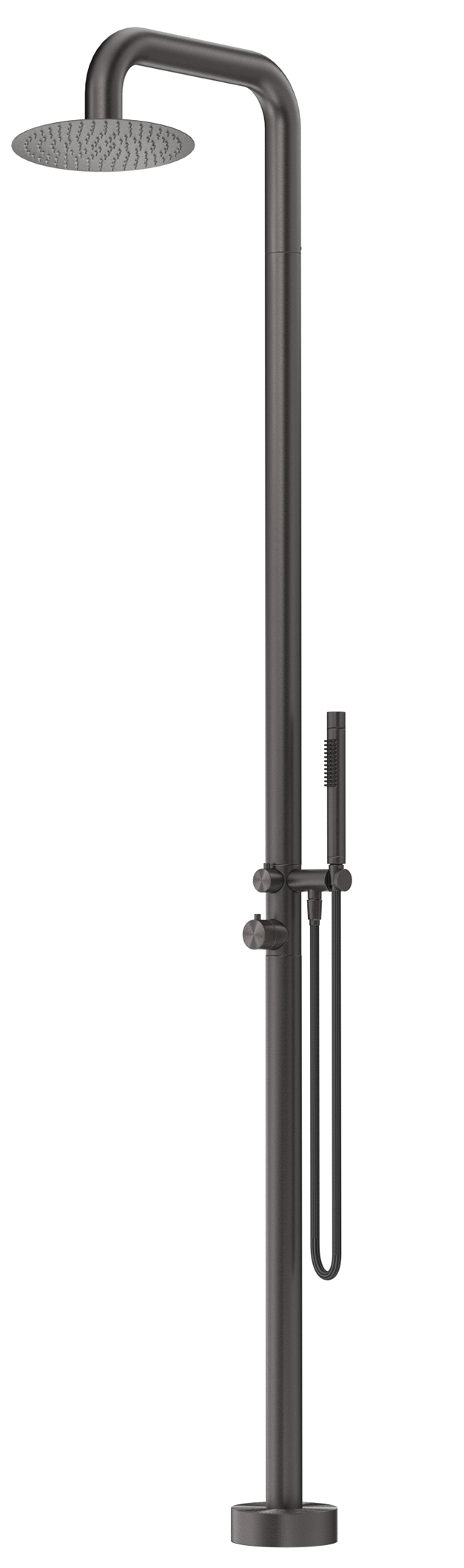 Mica Soft Square Freestanding Outdoor Shower - Brushed Gunmetal