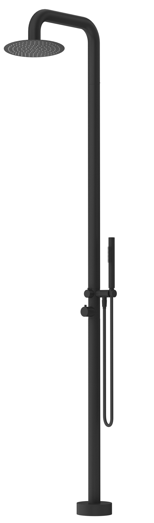 Mica Soft Square Freestanding Outdoor Shower - Matte Black