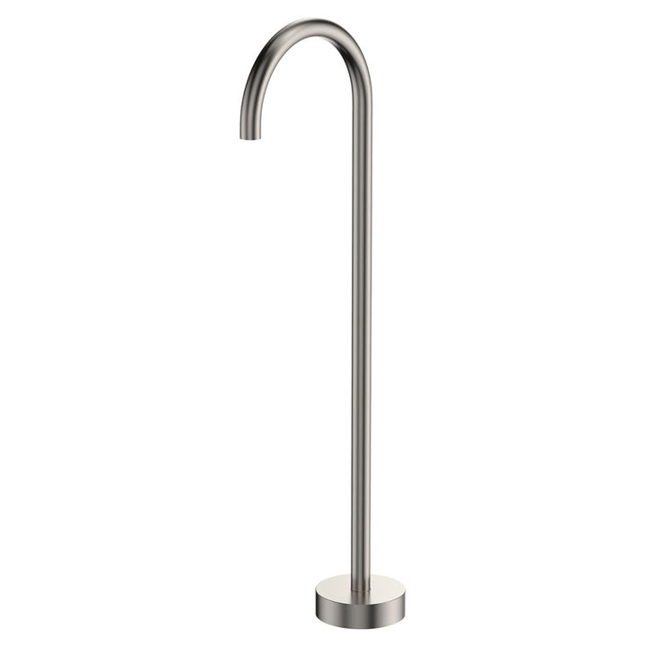 Kaya Gooseneck Floor Mounted Bath Outlet - Brushed Nickel