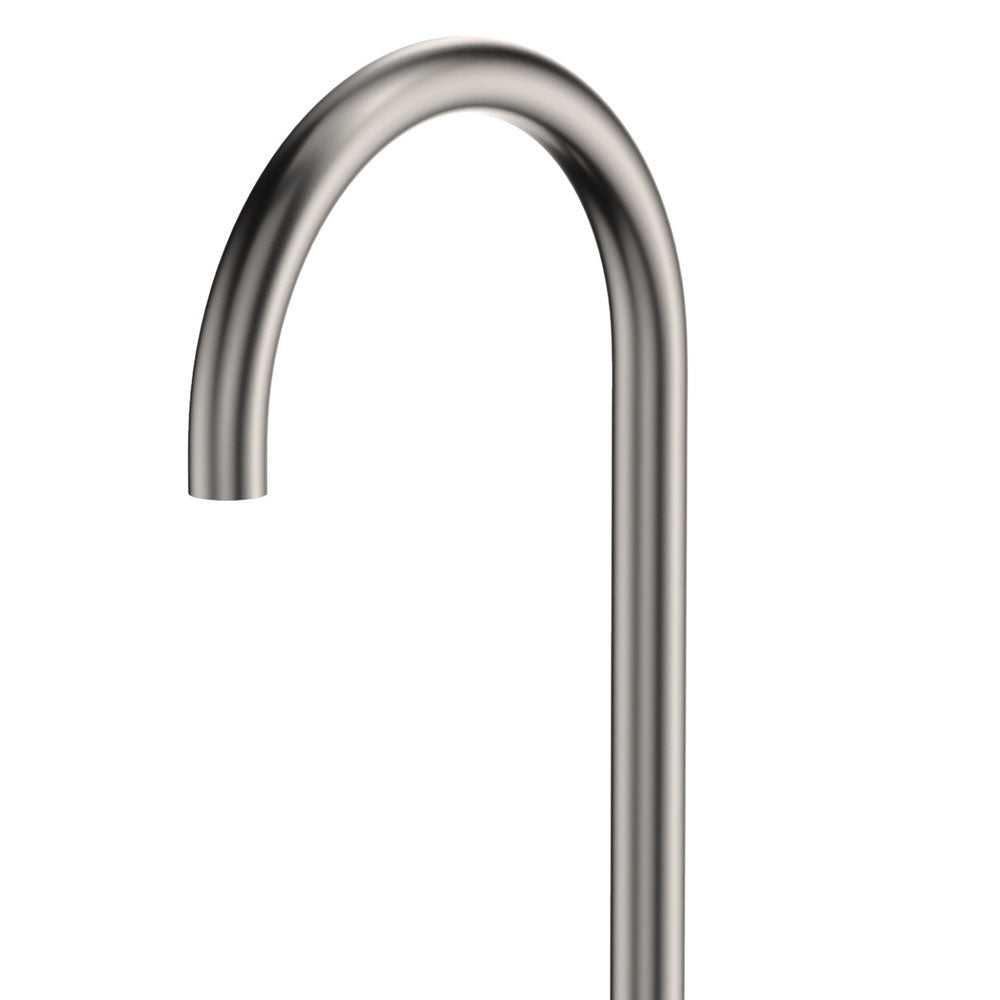 Kaya Gooseneck Floor Mounted Bath Outlet - Brushed Nickel