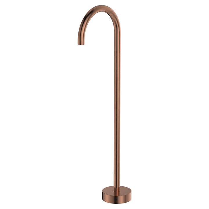 Kaya Gooseneck Floor Mounted Bath Outlet - Brushed Copper