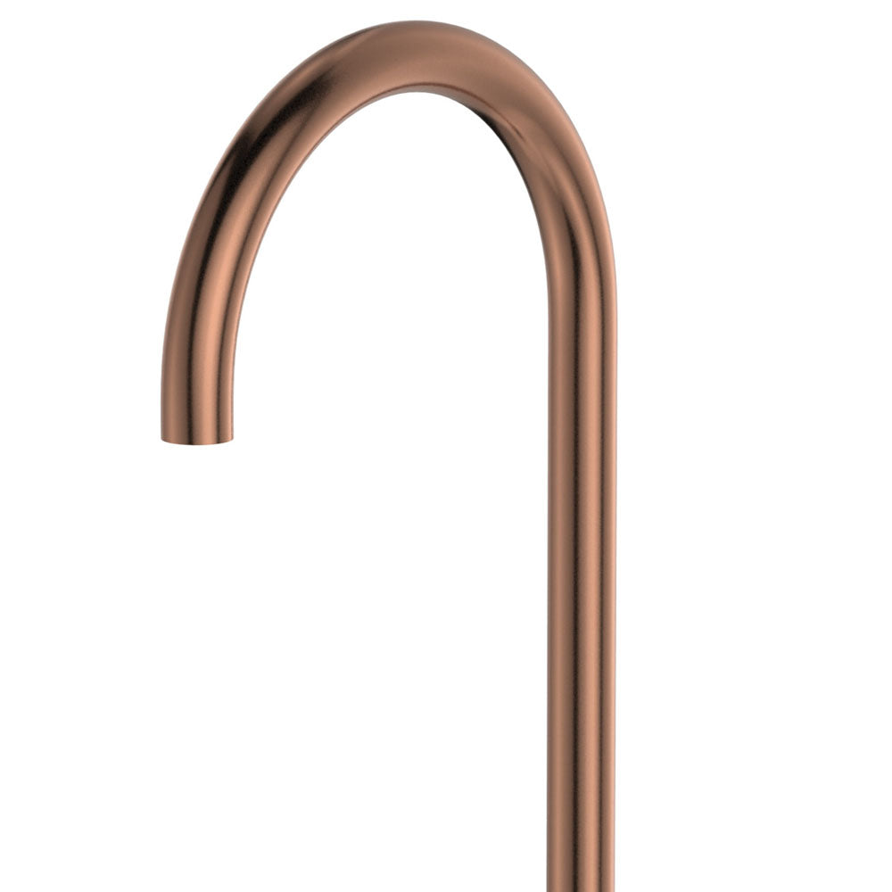 Kaya Gooseneck Floor Mounted Bath Outlet - Brushed Copper