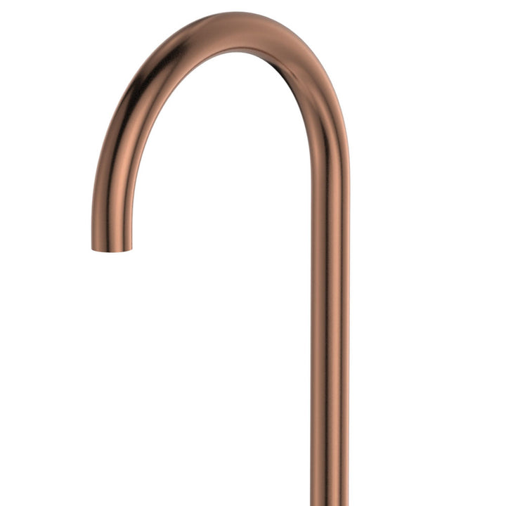 Kaya Gooseneck Floor Mounted Bath Outlet - Brushed Copper