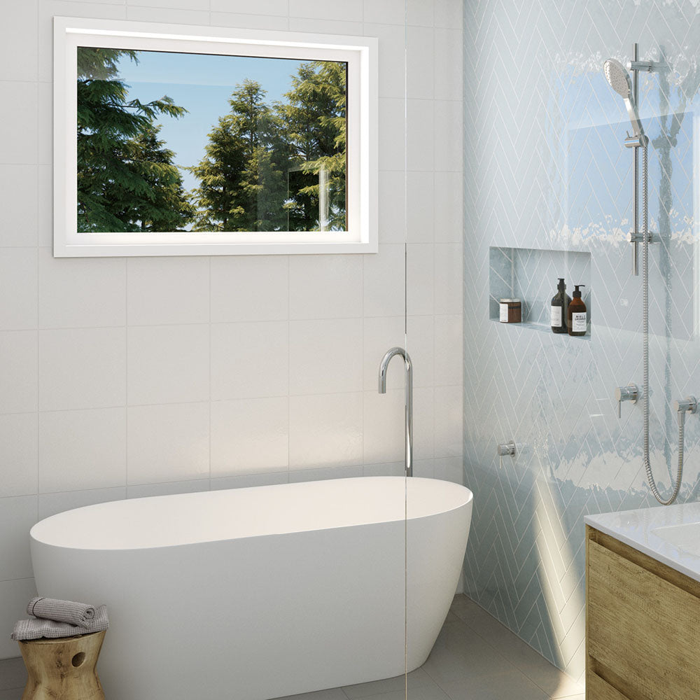 Kaya Gooseneck Floor Mounted Bath Outlet - Chrome