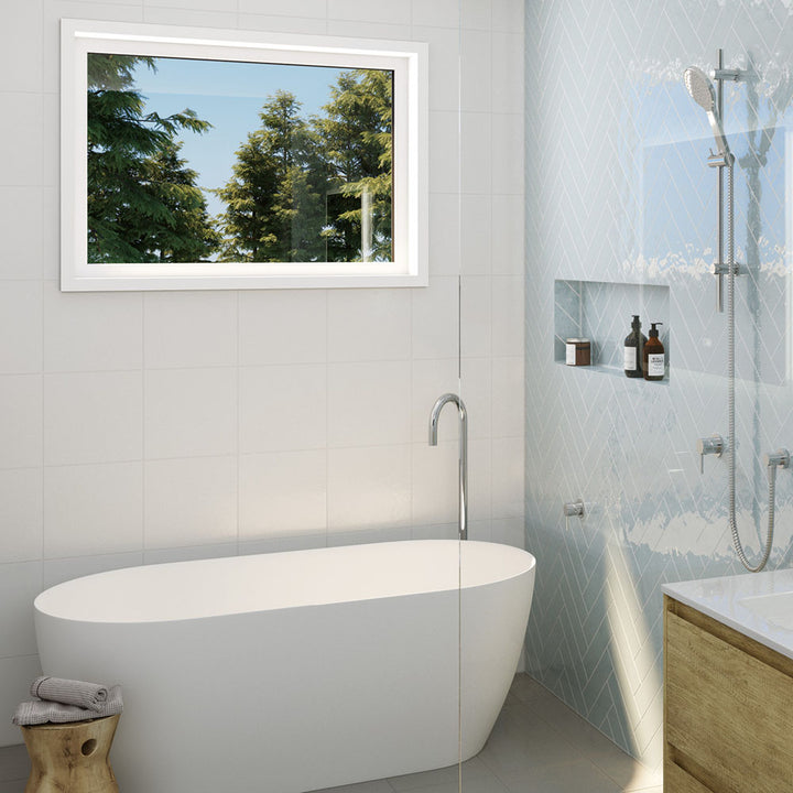 Kaya Gooseneck Floor Mounted Bath Outlet - Chrome