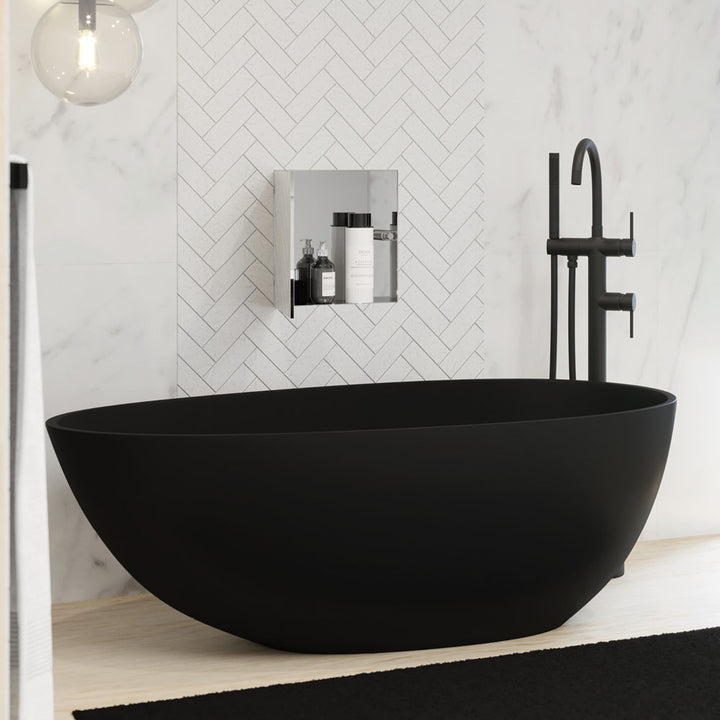 Bahama Solid Surface Bath, Matte Black, 1700mm - Fienza image 2