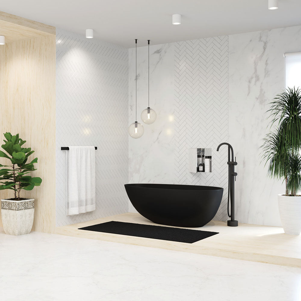 Bahama Solid Surface Bath, Matte Black, 1700mm - Fienza image 3