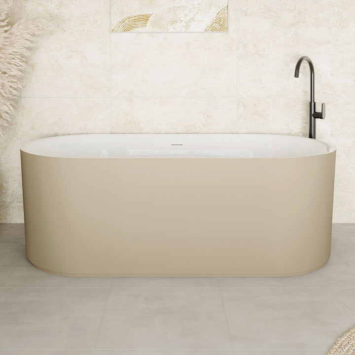 Empire Slim Freestanding Solid Surface Bath, 1700mm, Matte Khaki - Fienza image 4