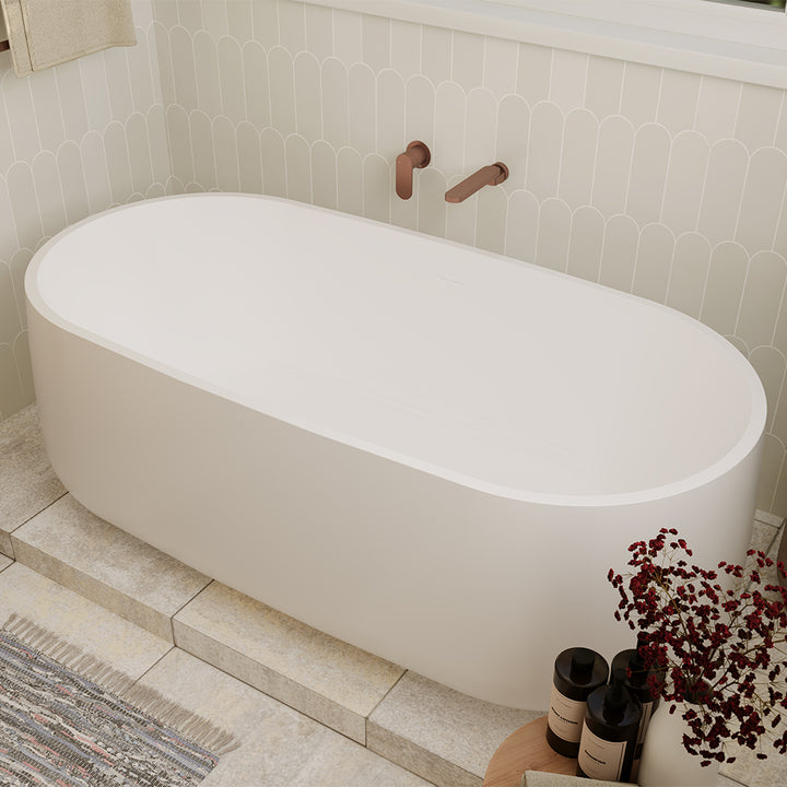 Nuvola Solid Surface Bath, 1600mm, Matte White - Fienza image 4