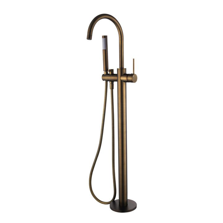 Star Mini Freestanding Bath Mixer With Hand Shower - Antique Brass (STRM012-3AB)