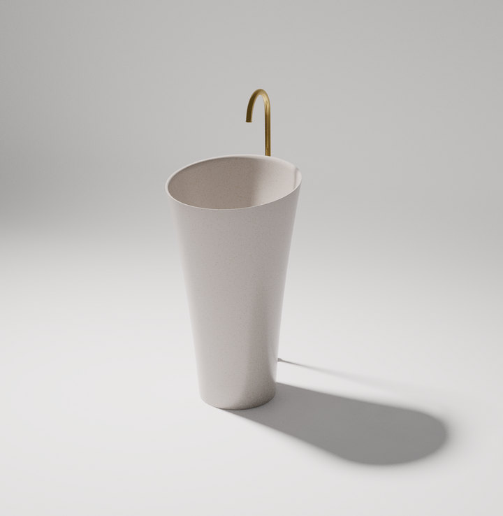Speaker above counter basin — side view