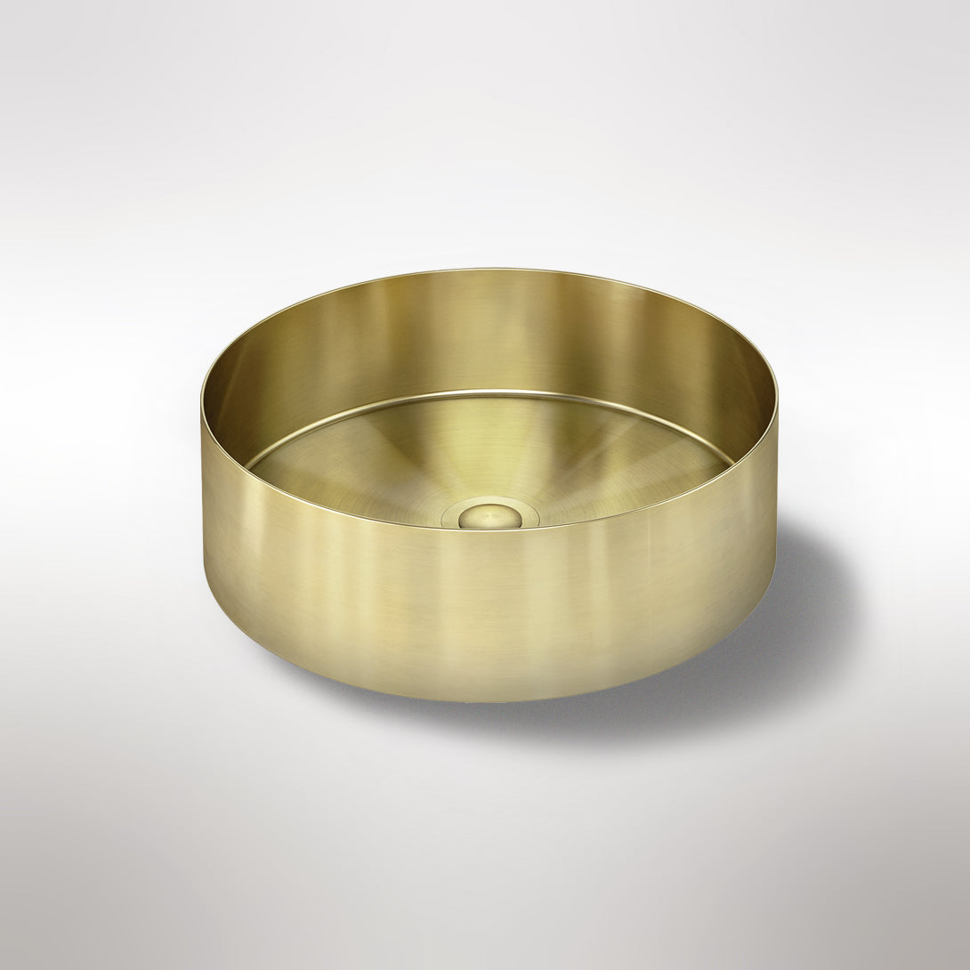 Lavello Round Steel Bathroom Basin 380 x 110 - PVD Tiger Bronze
