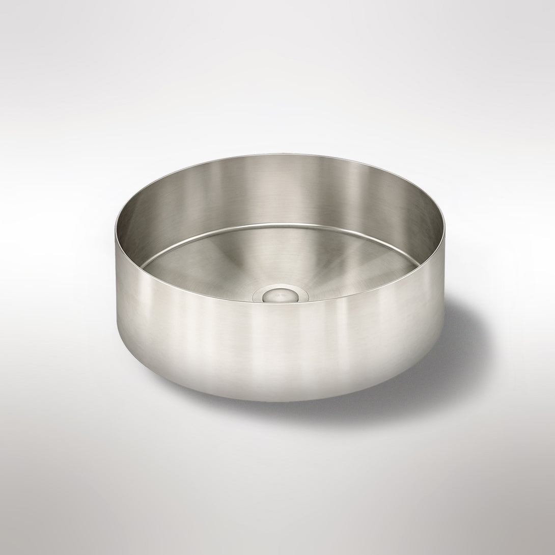 Lavello Round Steel Bathroom Basin 380 x 110 - PVD Brushed Nickel