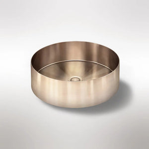 Lavello Round Steel Bathroom Basin 380 x 110 - PVD Champagne Meir