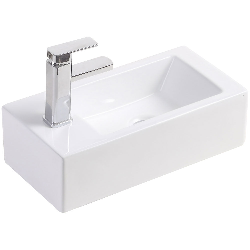Linea Left-Hand Wall Basin - Gloss White