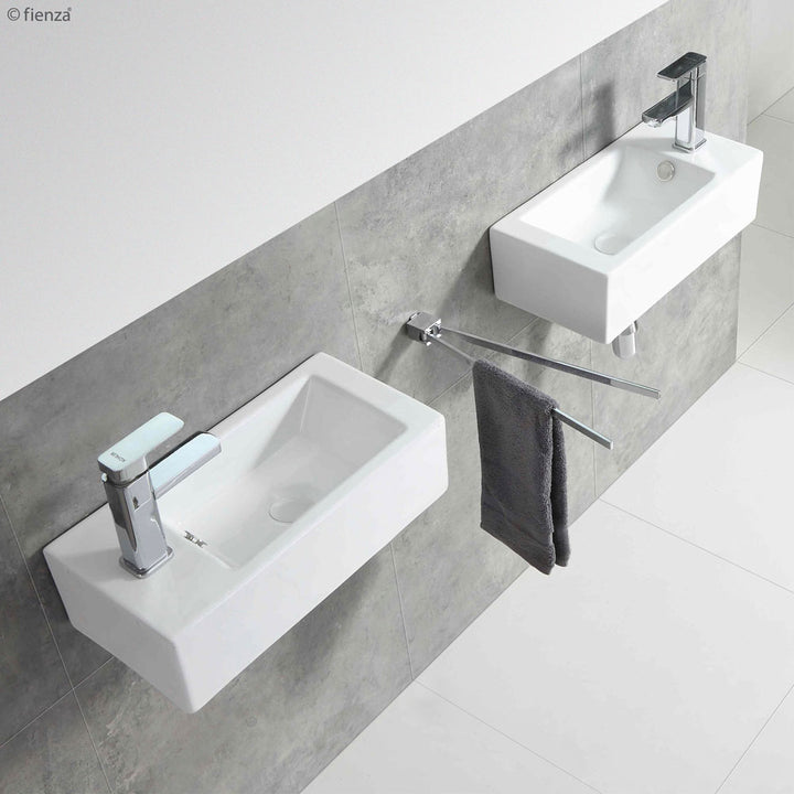 Linea Left-Hand Wall Basin - Gloss White