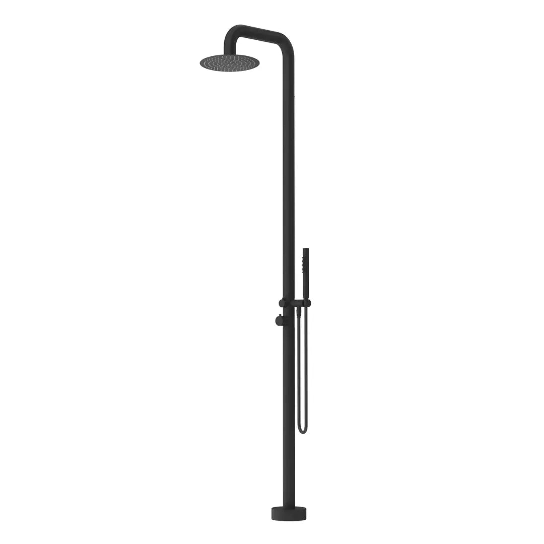 Mica Soft Square Freestanding Outdoor Shower - Black