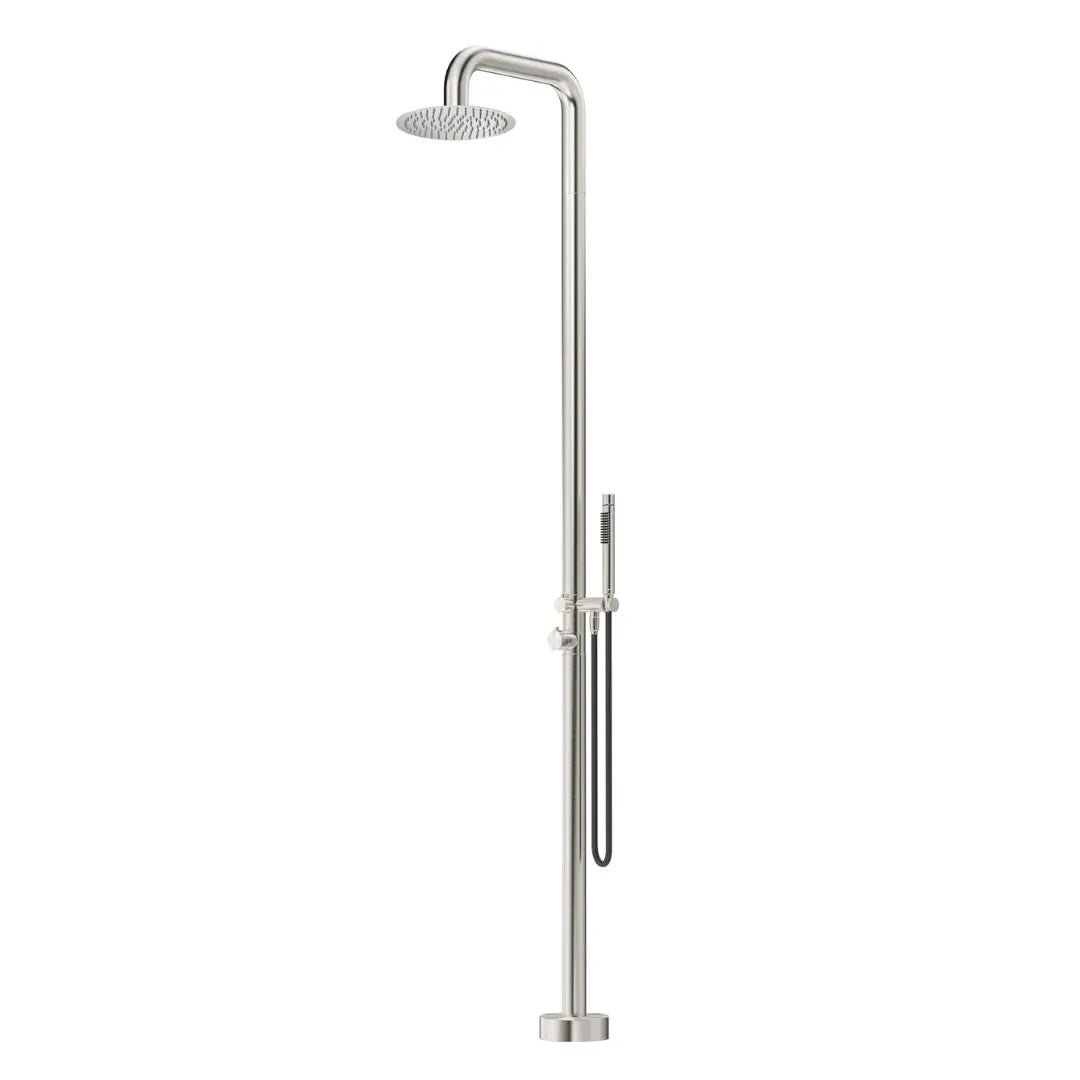 Mica Soft Square Freestanding Outdoor Shower - Brushed Nickel