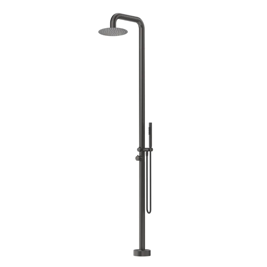 Mica Soft Square Freestanding Outdoor Shower - Gunmetal
