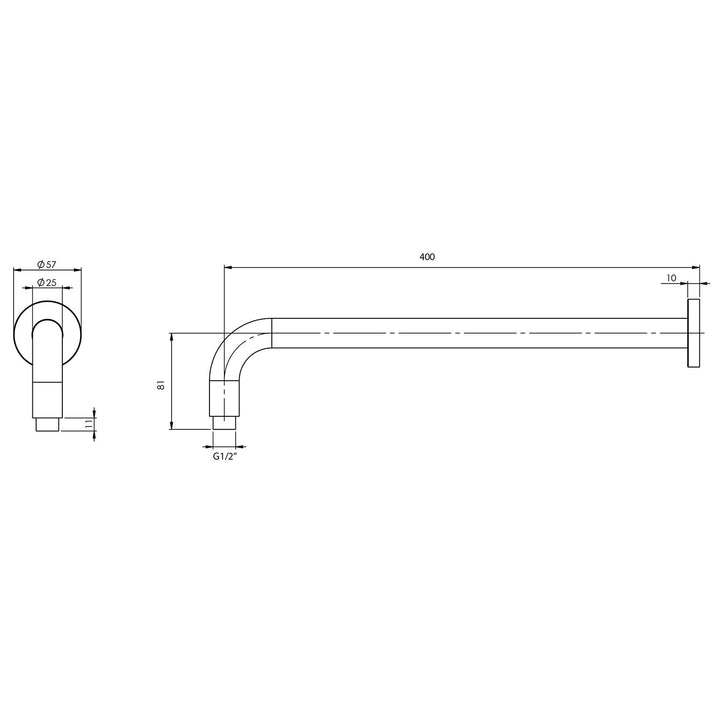 Vivid Shower Arm 400mm Round - Brushed Bronze